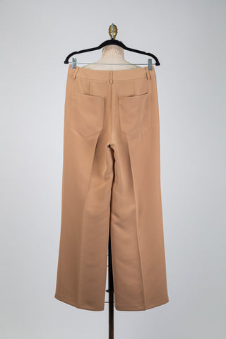 Pantalon tailleur camel à jambe large (6)