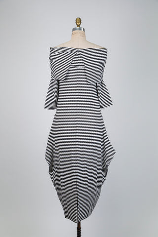 Black and white zigzag bubble dress (S)