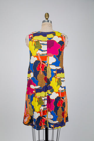 Tunic dress with colourful illustration (S)