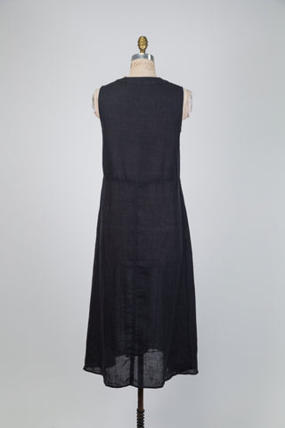 Robe trapèze en lin noir fumé (4+6)