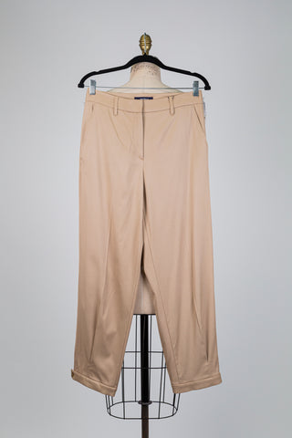 Praline beige trousers with buttoned hem (6)
