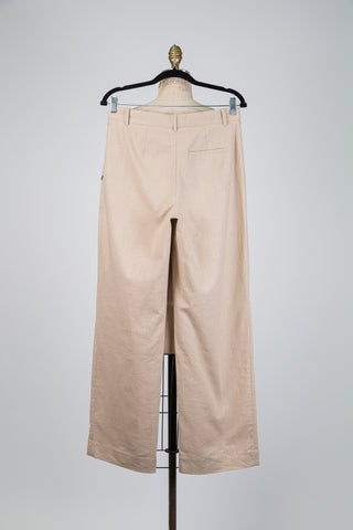 Pantalon à jambe large beige latté (6)