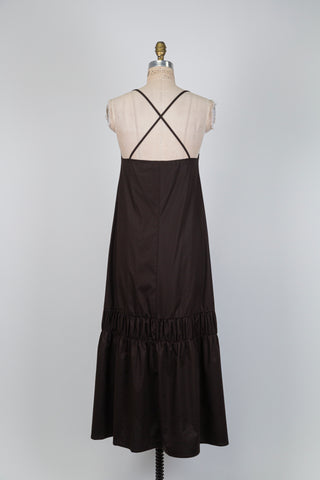 Espresso brown cotton poplin dress (S)