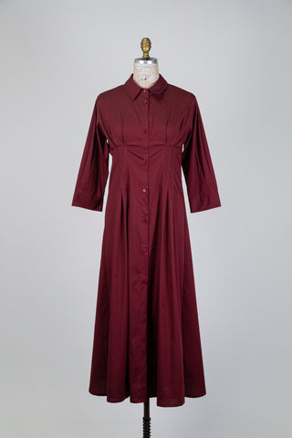 Burgundy fitted shirt dress (S)