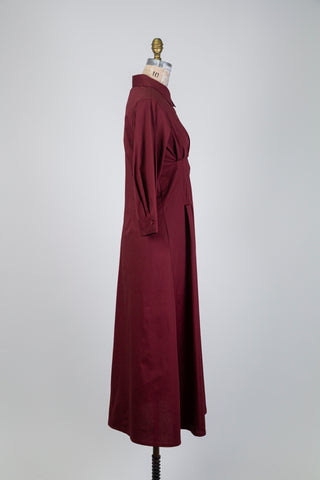 Burgundy fitted shirt dress (S)