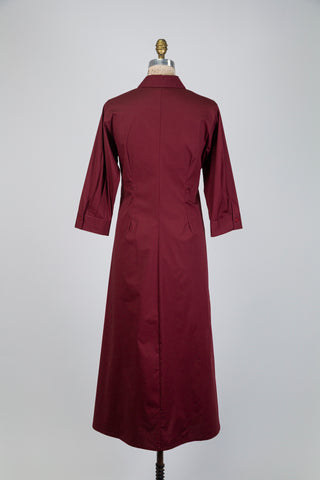 Burgundy fitted shirt dress (S)