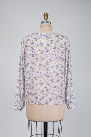 Blouse florale crème et bleu (6)