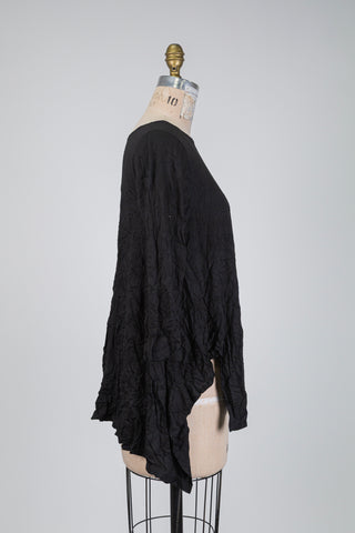 Tunique évasée noire effet froissé (S)