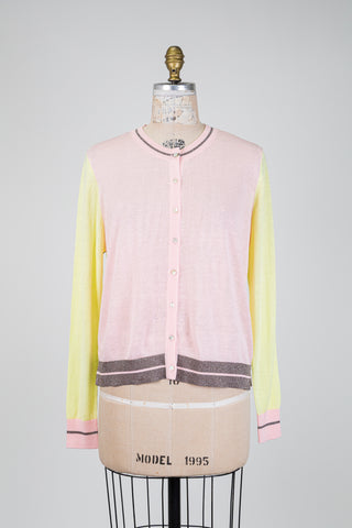 Tricolor cardigan with bright details (L to XXL)