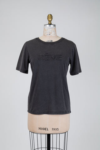 T-shirt RÊVE noir charbon effet vintage (6)