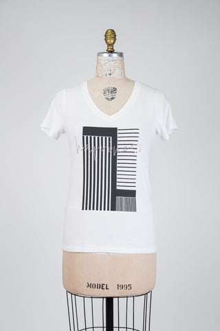 Black geometric design white T-shirt (6)