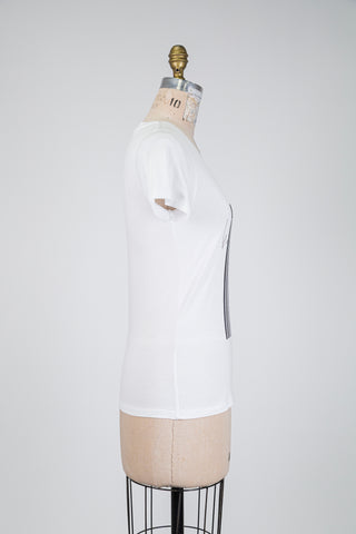 Black geometric design white T-shirt (6)