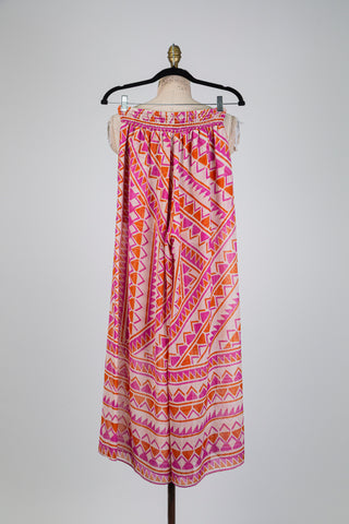 Beige geometric print palazzo trousers (S)