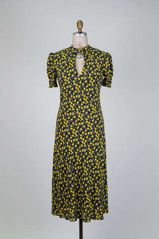 Robe fluide marine imprimée citrons (4 à 8)