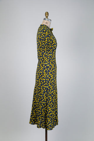 Robe fluide marine imprimée citrons (4 à 8)