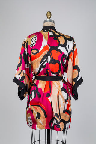 Silk kimono jacket with pictorial print (4)