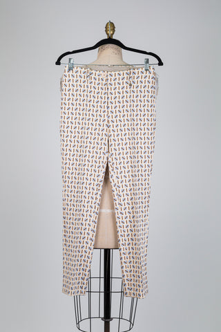 Pantalon cigarette beige grains de café (S)