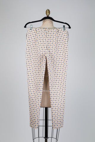 Pantalon cigarette beige grains de café (S)