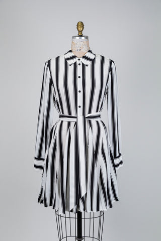 Robe chemisier à rayures noir et blanc (8)