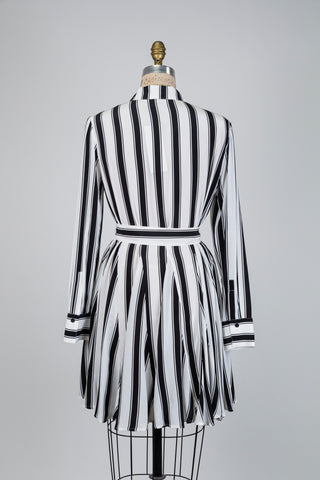 Robe chemisier à rayures noir et blanc (8)
