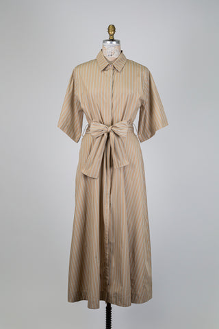 Robe chemisier beige à doubles rayures (8)