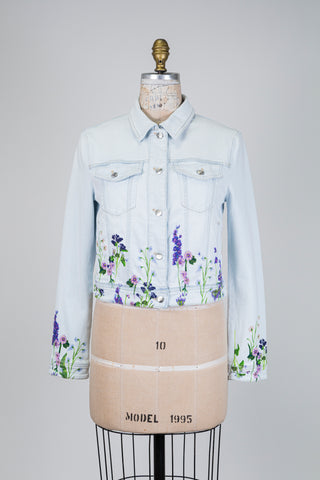 Veste florale en denim bleu clair (S)