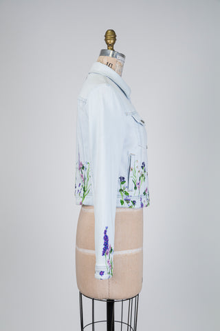 Veste florale en denim bleu clair (S)