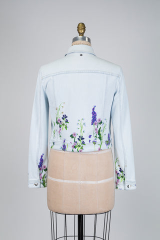 Veste florale en denim bleu clair (S)