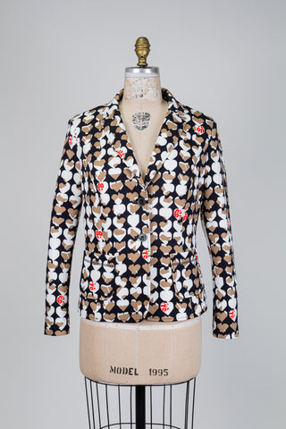 Black stylized hearts comfort blazer (M)