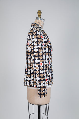 Black stylized hearts comfort blazer (M)