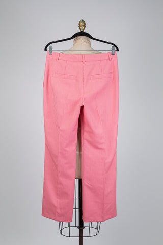 Pantalon droit rose à motif discret (M)