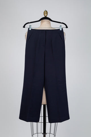 Pantalon tailleur écourté marine (2+4)