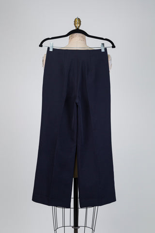 Pantalon tailleur écourté marine (2+4)
