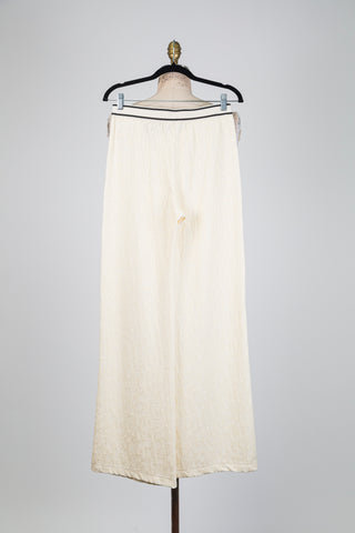 Pantalon en dentelle extensible ivoire (S)
