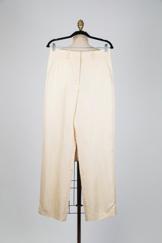Pantalon tailleur ivoire à coupe ample (8)