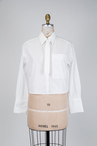Chemisier cravate blanc écourté (XS+S)