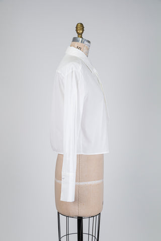 Chemisier cravate blanc écourté (XS+S)