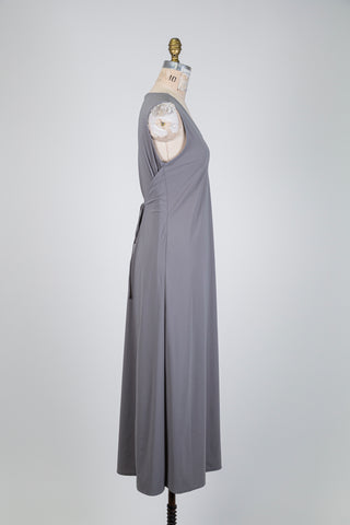 Robe à taille nouée gris brume (M à XL)