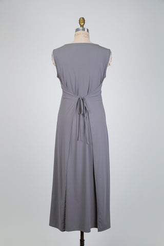 Robe à taille nouée gris brume (M à XL)