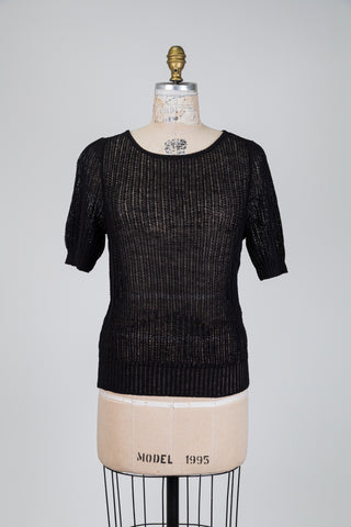 Haut noir en tricot filet (TU)
