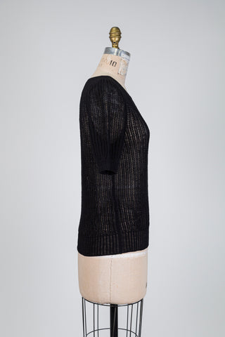 Haut noir en tricot filet (TU)