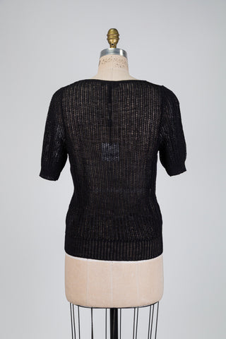 Haut noir en tricot filet (TU)