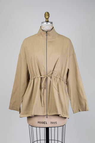 Veste sport en lin techno sable à rayures crème (S à XL)
