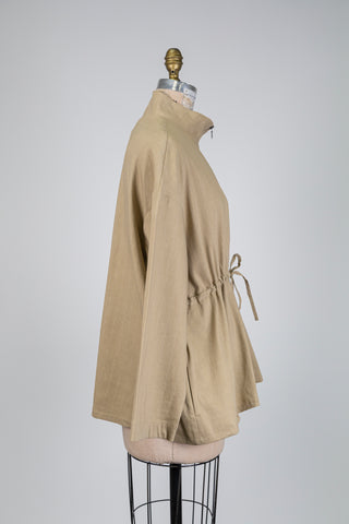 Veste sport en lin techno sable à rayures crème (S à XL)