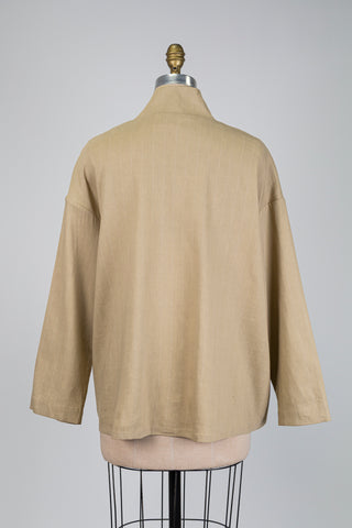 Veste sport en lin techno sable à rayures crème (S à XL)