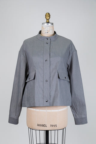 Grey utility jacket with a mandarin collar (L)