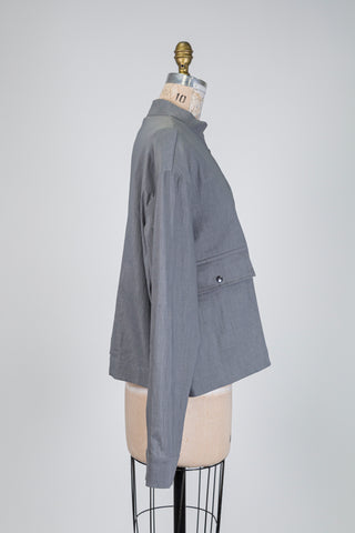 Grey utility jacket with a mandarin collar (L)