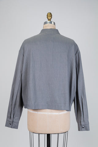 Grey utility jacket with a mandarin collar (L)