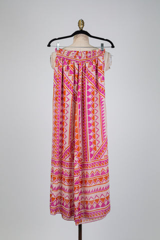 Beige geometric print palazzo trousers (S)