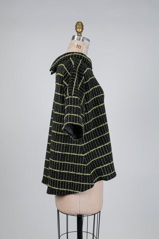 Chandail oversized noir géo-lime (S)